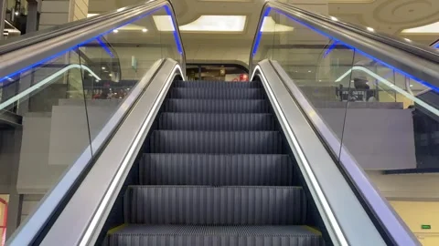 Moving grey escalators - top view Video stock 246710610