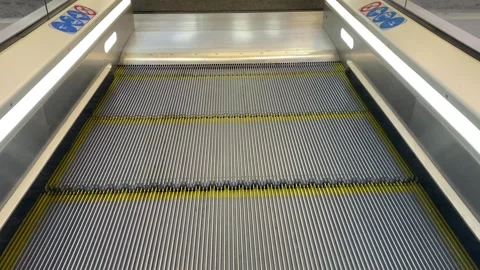 Moving grey escalators - top view Stock Footage 247453480