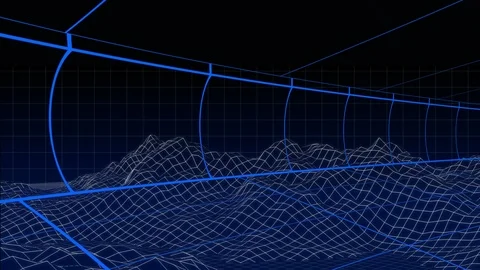 Moving grid lines on blue background Stock Footage 118238527