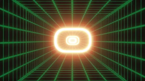 Moving Grid Tunnel With Glowing Elements Sliding Inside Stock Footage 117551208