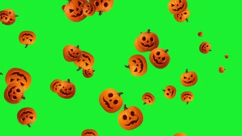 Moving Halloween pumpkins motion graphics with green screen background Video stock 334986932