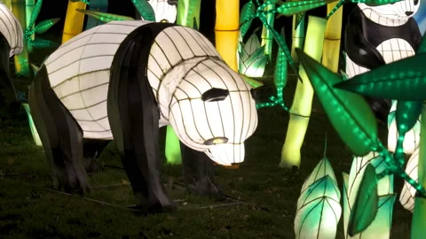A moving head of the big panda statue in Beijing China Stock Footage 130811462