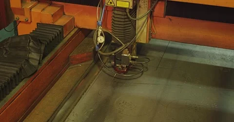 Moving head detail of the CNC machine metal cutter Stock Footage 55049136