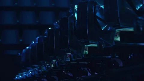 Moving Heads Spot Lights Rotating Vídeo Stock 125240809