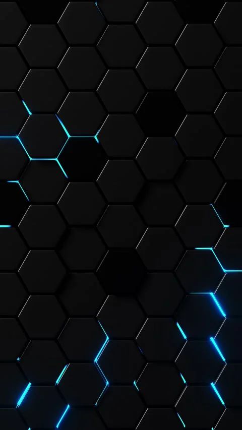 Moving hexagons illuminated in blue light. Vertical looped video Stock Footage 226372264