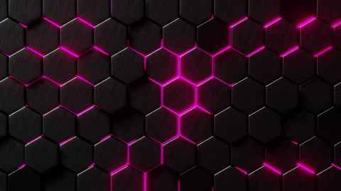 Moving hexagons illuminated in red light. Infinitely looped animation Stock Footage 225048823