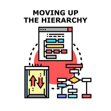 Moving up hierarchy career progress concept Stock Illustration
