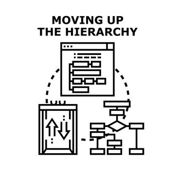 Moving up hierarchy career progress concept Stock Illustration