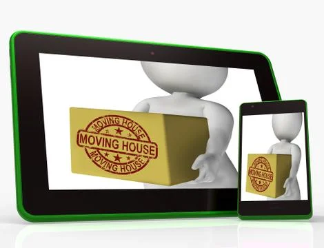 Moving House Boxes Tablet Mean Buying New Home And Relocating Stock Illustration
