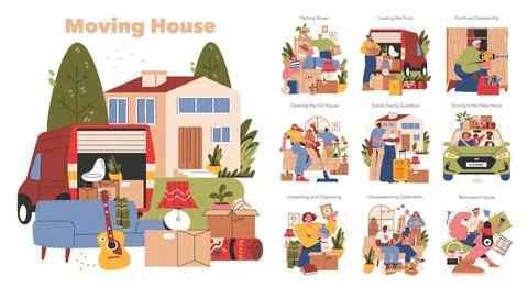Moving House. Flat Vector Illustration Illustrazione stock
