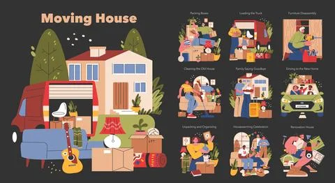 Moving House. Flat Vector Illustration Illustrazione stock
