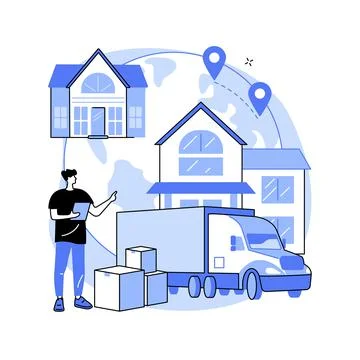 Moving house services abstract concept vector illustration. Illustrazione stock