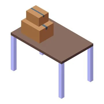 Moving house services table box icon isometric vector. Move home Stock Illustration