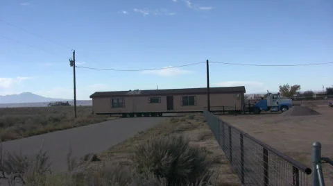 Moving a house trailer Stock Footage 561151