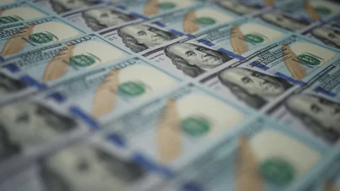 Moving hundred dollar bills background for financial business concept Stock Footage 334997207