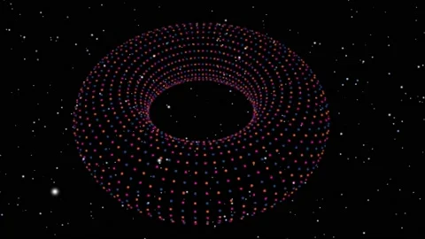 A moving illuminated torus in outer space 스톡 동영상 220308009