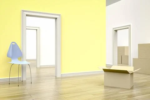 Moving An image of an empty flat with an open box Copyright: xZoonar.com/m... Stock Photos