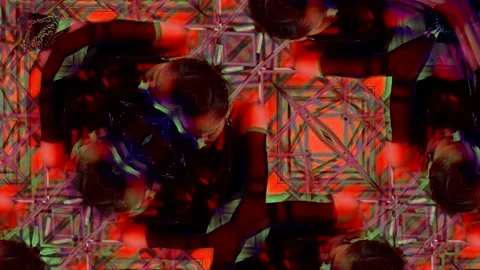 The moving image repeats the patterns of the kaleidoscope. elements of the face Stock Footage 166168831
