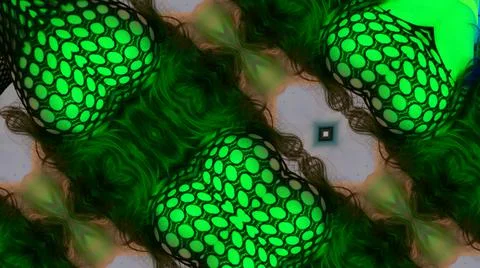 The moving image repeats the patterns of the kaleidoscope. hair and mouth Illustration