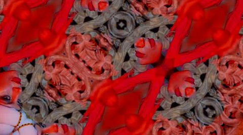 The moving image repeats the patterns of the kaleidoscope. elements of the face Stock Photos