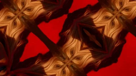The moving image repeats the patterns of the kaleidoscope. elements of the face Foto stock
