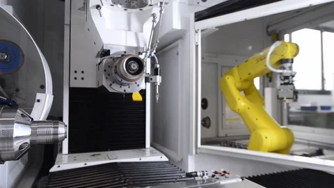 Moving industrial robotic arm work Stock-Footage 87147589