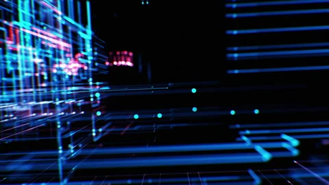 Moving Inside CPU Information Digital Data Space Background. Inside Processor Video stock 295804662