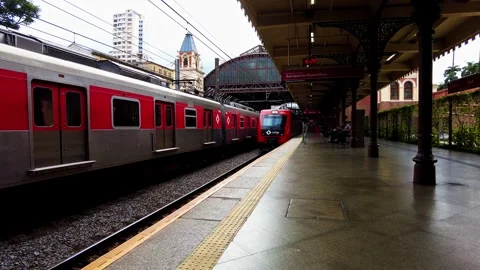 Moving inside the Luz train Station Stock Footage 270264805