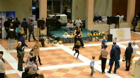 Moving inside pavilion during musical composition in Kiev, Ukraine. Stock Footage 12425600