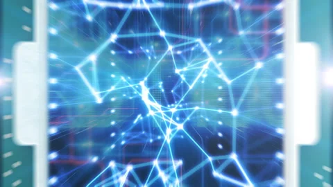 Moving Inside Processor with Running Electrons and Digital Code. Through Bright 動画素材 95116905