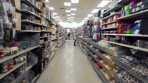 Moving in Isles of Dollarama store Stock-Footage 142773765