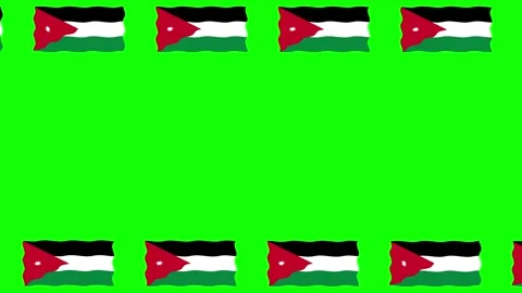 Moving Jordan flags decorative frame green screen motion graphics Video stock 265997966