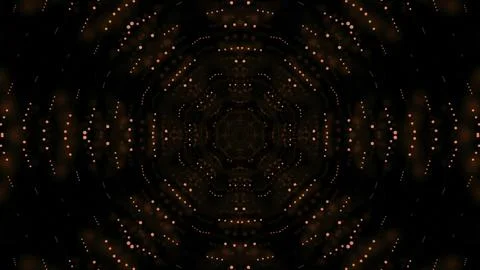 Moving kaleidoscopic pattern of dots. Design. 3D animation with hypnotic pattern Illustrazione stock