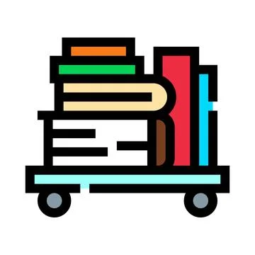 Moving knowledge and education on a library cart Stock Illustration