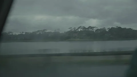Moving landscape through car window Vidéo 346282067