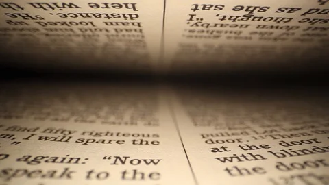 Moving laterally through a book left to right, pages on top &amp; bottom of Stock Footage 116102859