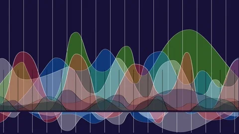 Moving layered line graph. Abstract colorful animation Stock Footage 95752478