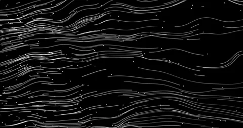 Moving from left to right wavy white lines and dots on a black background Video stock 264981125