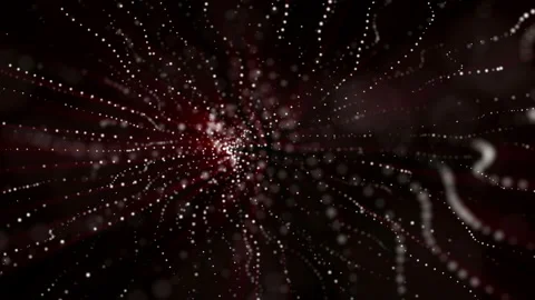 Moving light particles on a black background. Abstract animated background. 3d r Video stock 96718012