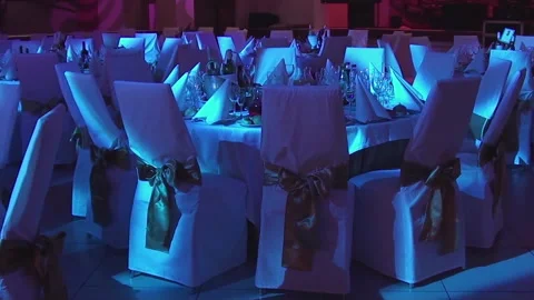 Moving Light In A Restaurant Hall ready for a wedding Stock Footage 242304997