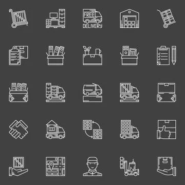 Moving line icons set Illustrazione stock