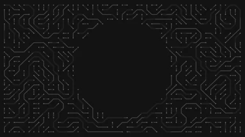 Moving lines on the Circuit board. Circuit board frame round scheme. Stock Footage 279249749