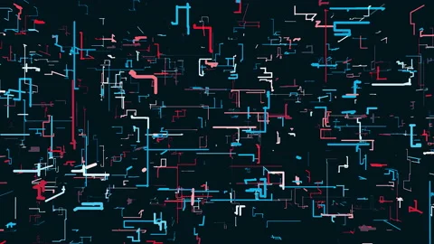 Moving lines in schematic pattern. Motion. Colorful schematic pattern of lines Stock Footage 201887141