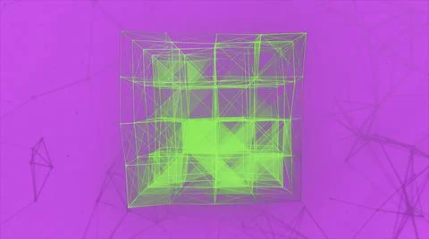 Moving lines in square 3d design. Motion. Linear construction with moving Illustrazione stock