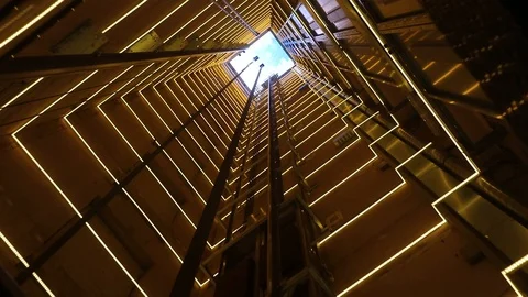 Moving luminescent glass elevator Stock Footage 101051878