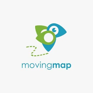 Moving Map Pin bird logo icon vector template on white background Stock Illustration
