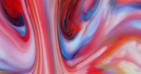 Moving marble texture background. Fluid art of flowing red, blue and yellow Stock Footage 234079397