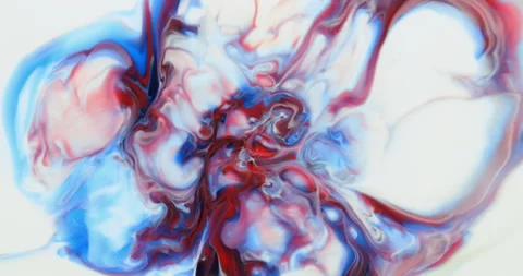 Moving marble texture background. Fluid art of flowing red, blue colors on a Video stock 266843772