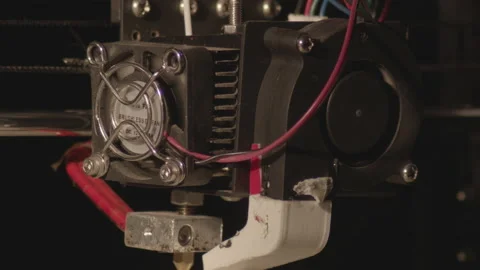 Moving mechanism of 3D printer working and printing. Close up. Video stock 145900237