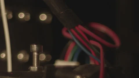 Moving mechanism of 3D printer working and printing. Close up. Stock Footage 145904093